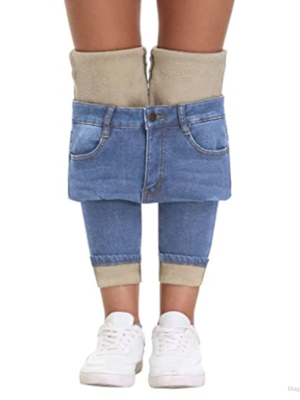 Fleece Lined Jeans Women Winter Flannel Lined Pants High Rise Stretch